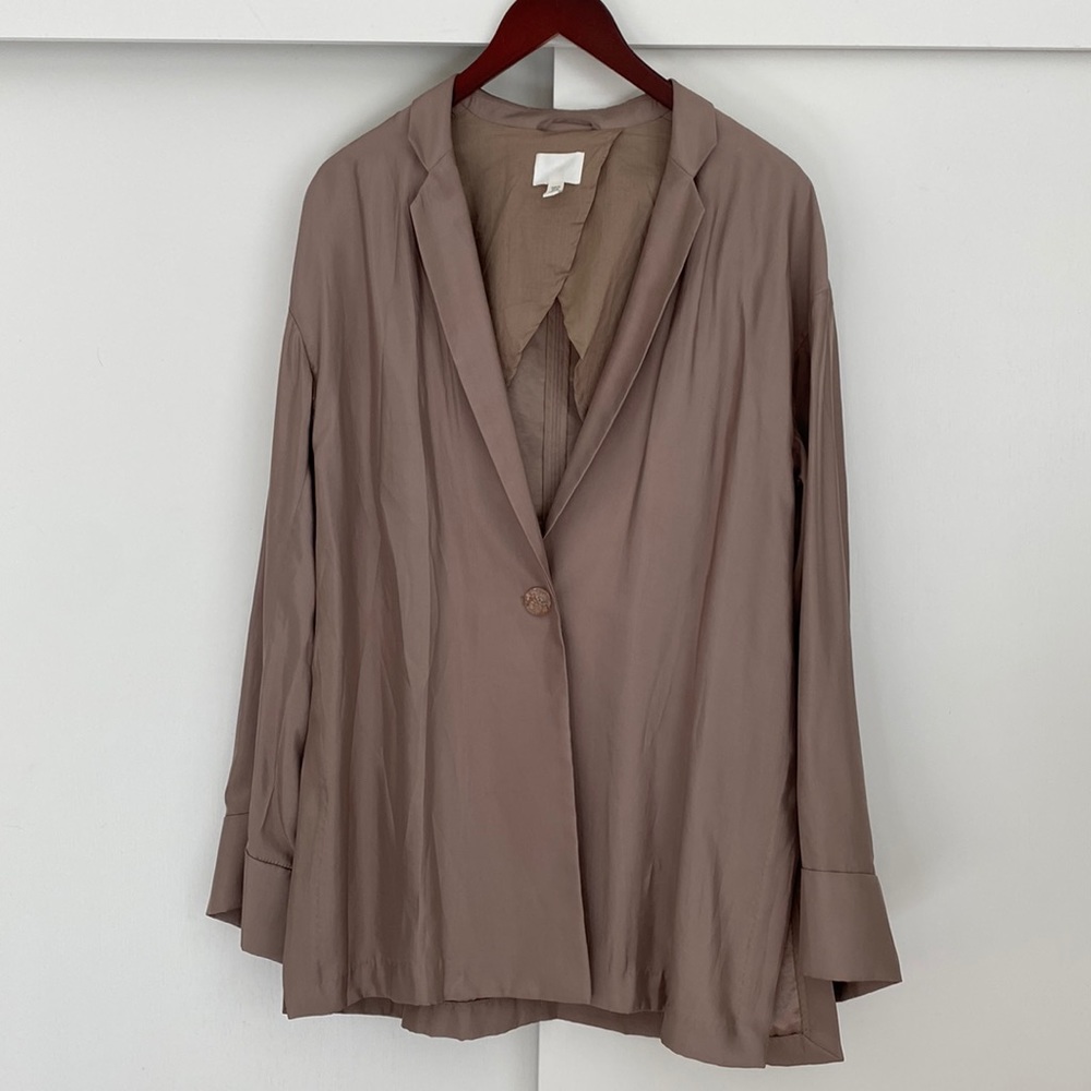 H&M Silky Taupe Oversized XS Kimono Jacket
